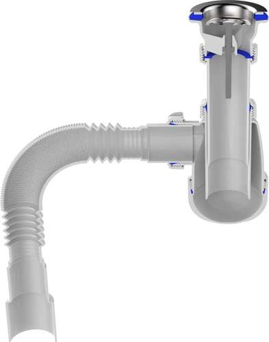 Сифон мойки 40/50 бутылочный с металлической решеткой гофрированный 1 1/2" Aquant B0115-30-MR - almatherm.kz