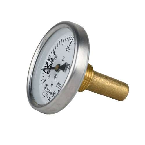 Термометр биметаллический аксиальный 200°С 63 мм L-50 мм G1/2" STI - almatherm.kz