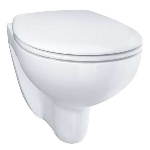 Унитаз подвесной безободковый альпин-белый сиденье с микролифтом Grohe Bau Ceramic - almatherm.kz