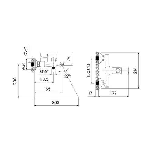 Смеситель ванны короткий излив Iddis Bild BILSB00i02WA - almatherm.kz