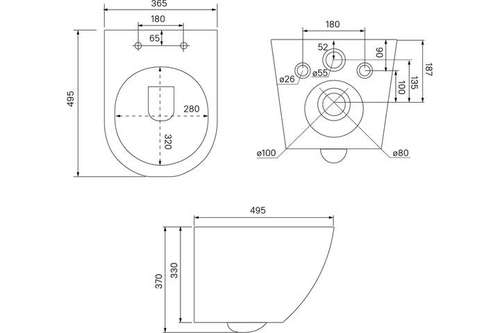 Қабырғаға ілулі дәретхана жиексіз күңгірт қара Iddis Blanco BLAR3BMi25 - almatherm.kz