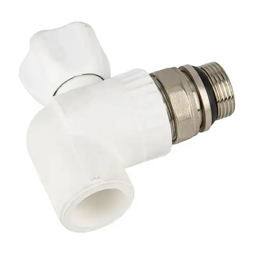 Клапан радиатора угловой ППР белый 20x1/2" - almatherm.kz