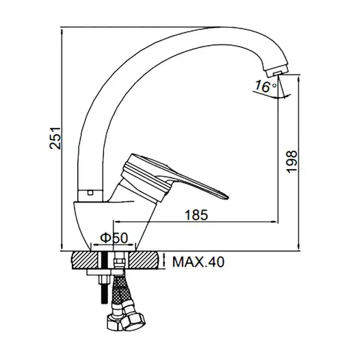 Смеситель кухни хром Ledeme L4156 - almatherm.kz