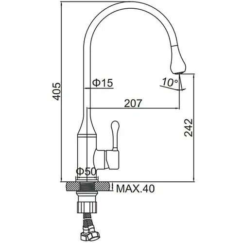 Смеситель кухни гибкий излив черный/хром Ledeme L4599B - almatherm.kz
