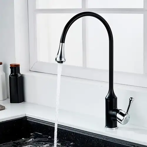 Смеситель кухни гибкий излив черный/хром Ledeme L4599B - almatherm.kz