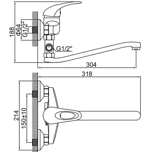 Ваннаға арналған араластырғыш ұзын шүмегті хром Ledeme L2102-B - almatherm.kz