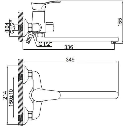 Ваннаға арналған араластырғыш ұзын шүмегті хром Ledeme L2253 - almatherm.kz