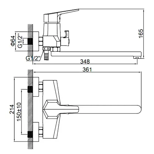 Смеситель ванны длинный излив хром Ledeme L2259 - almatherm.kz