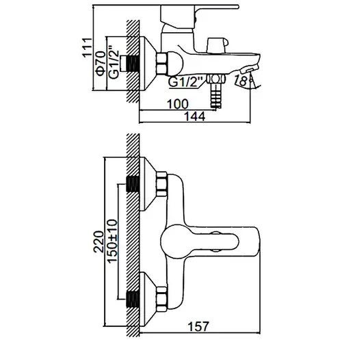 Ваннаға арналған араластырғыш қысқа шүмегі хром Ledeme L3003 - almatherm.kz