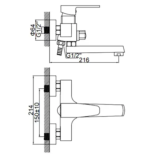 Ваннаға арналған араластырғыш қысқа шүмегі хром Ledeme L3130 - almatherm.kz