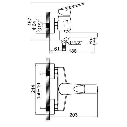 Ваннаға арналған араластырғыш қысқа шүмегі хром Ledeme L3140 - almatherm.kz