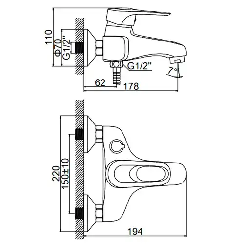 Ваннаға арналған араластырғыш қысқа шүмегі хром Ledeme L3204 - almatherm.kz