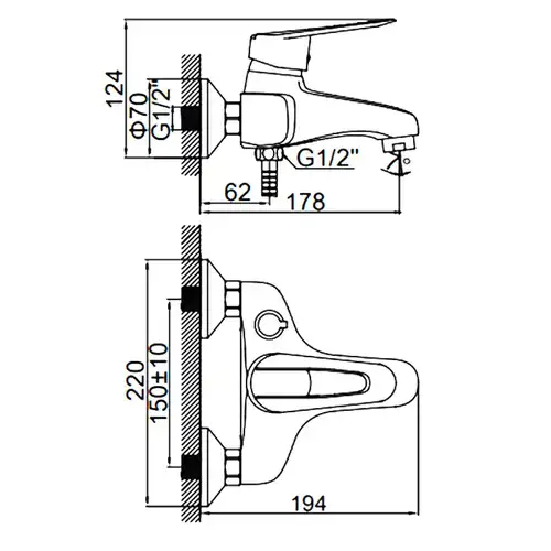 Ваннаға арналған араластырғыш қысқа шүмегі бар хром Ledeme L3207 - almatherm.kz