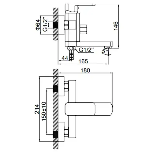 Ваннаға арналған араластырғыш қысқа шүмегі хром Ledeme L3233 - almatherm.kz