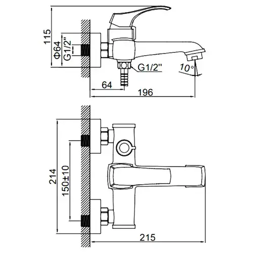 Смеситель ванны короткий излив хром Ledeme L3242 - almatherm.kz