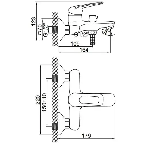 Ваннаға арналған араластырғыш қысқа шүмегі хром Ledeme L3248 - almatherm.kz