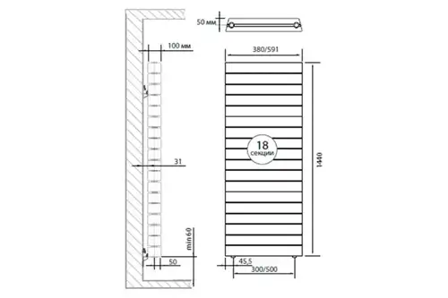 Радиатор биметаллический PianoForte Tower 500 /Bianco Traffico - 18 секц. Royal Thermo - almatherm.kz
