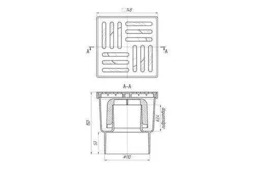 Трап вертикальный 15x15 пластиковая решетка 110 ANI TA1210 - almatherm.kz