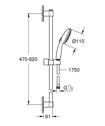 Душевая система Grohe Tempesta черный 600 269152433 - almatherm.kz