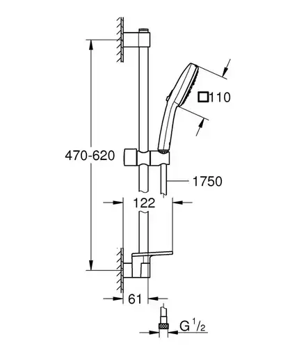 Душевой гарнитур 3 режима с полкой Grohe Tempesta Cube 110 27576003 - almatherm.kz