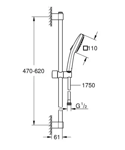 Душевой гарнитур 2 режима черный матовый Grohe Tempesta Cube 110 267482433 - almatherm.kz