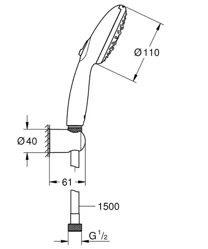 Душевая лейка 3 режима со шлангом и кронштейном хром Grohe Tempesta110 26920003 - almatherm.kz