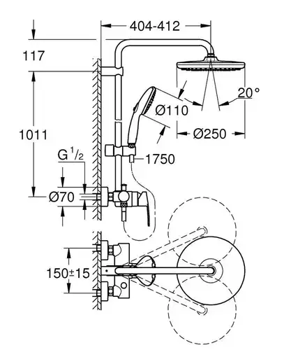 Душевая система Grohe Tempesta System 250 26673001 - almatherm.kz