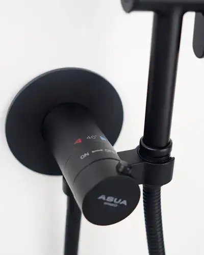 Смеситель гигиенический термостатический черный Asua 25504970 - almatherm.kz