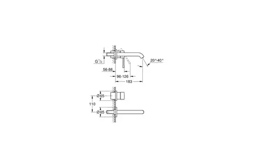 Смеситель раковины настенного монтажа фантомный черный Grohe Essence 29192KF1 - almatherm.kz