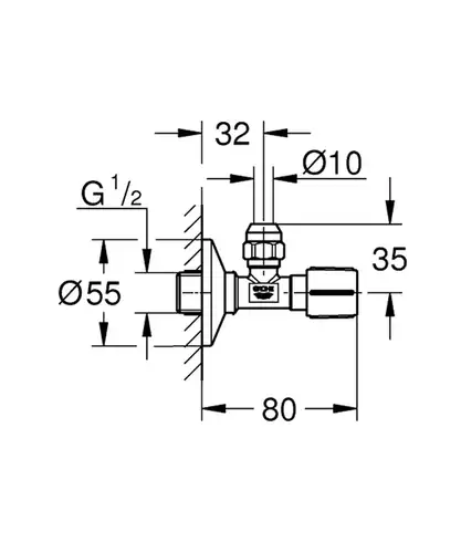 Вентиль угловой для бытовых приборов 1/2"x3/8" черный матовый Grohe 220732430 - almatherm.kz