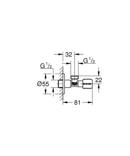 Вентиль угловой для бытовых приборов 1/2"x1/2" черный матовый Grohe 1023422430 - almatherm.kz