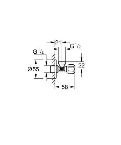 Вентиль угловой для бытовых приборов 1/2"x1/2" хром Grohe 22025000 - almatherm.kz