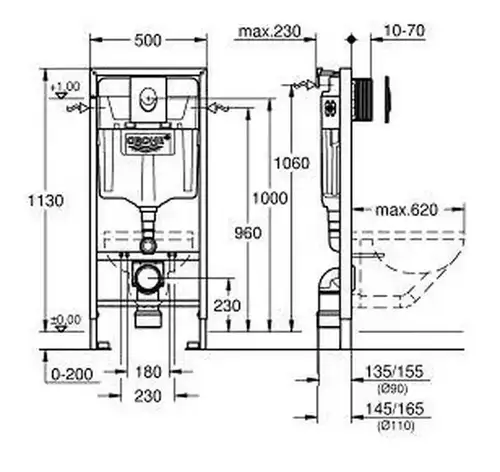 Инсталляция унитаза 3в1 клавиша овальная белая Grohe Rapid SL 38722001 - almatherm.kz