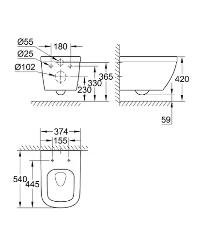 Унитаз подвесной Grohe Euro Ceramic 39328000 - almatherm.kz