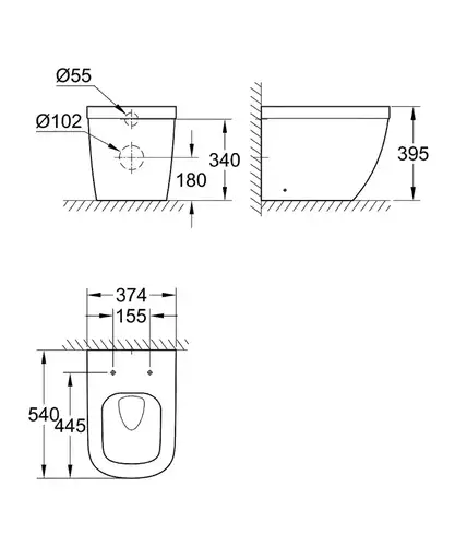 Унитаз приставной безободковый без сиденья Grohe Euro Ceramic 39339000 - almatherm.kz