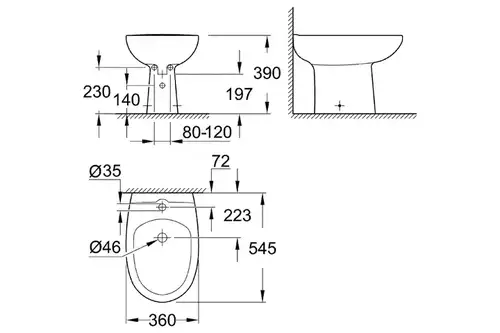 Биде напольное Grohe Bau Ceramic 39432000 - almatherm.kz