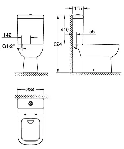 Бачок для унитаза Grohe Bau Edge 39861000 - almatherm.kz