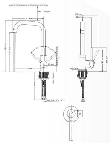 Смеситель кухни высокий хром Asua 31304000 - almatherm.kz