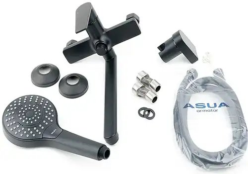 Смеситель ванны длинный излив черный Asua Anser 32051970 - almatherm.kz