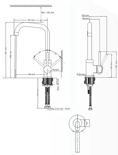 Кран для питьевой системы SS304 хром Asua armatur - almatherm.kz
