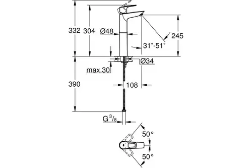 Смеситель раковины Grohe BauLoop 23764001 - almatherm.kz