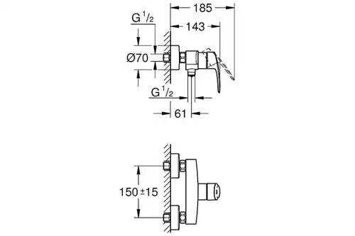 Смеситель душа Grohe EuroSmart New 33555003 - almatherm.kz