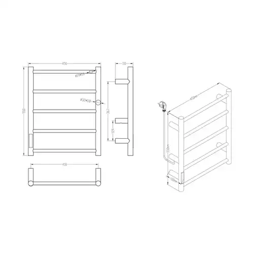 Полотенцесушитель электрический 435x535 Прага правый черный Asua - almatherm.kz
