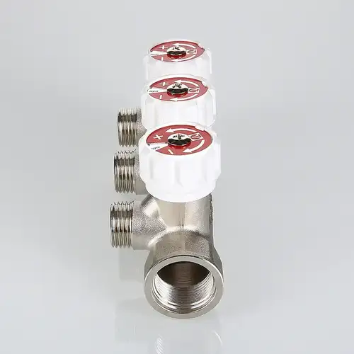 Коллектор регулируемый НР 3 выхода 3/4"х1/2" Valtec VTc.570 - almatherm.kz