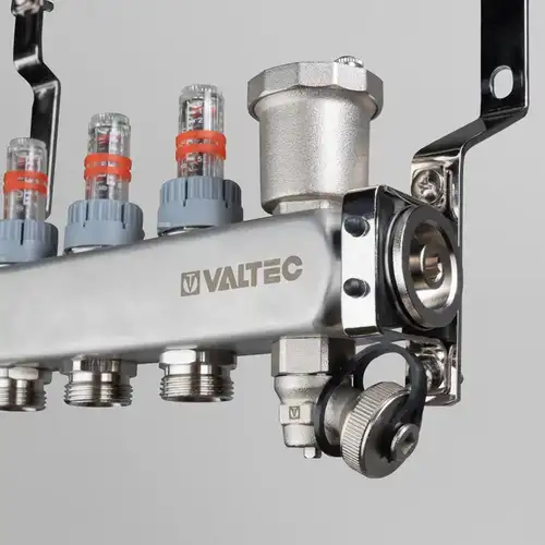 Коллекторная группа с расходомерами 4 выхода 1"х3/4" НЕРЖ 579 Valtec - almatherm.kz