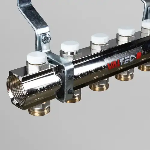 Коллекторная группа с регулировочными клапанами 3 выхода 1"x3/4" латунь 594 Valtec - almatherm.kz