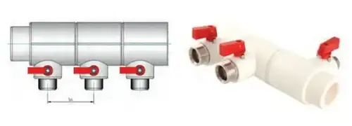 Коллекторный тройник ППР с шаровым краном евроконус 40x3/4" Valtec - almatherm.kz