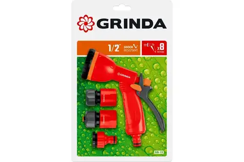 Пистолет-распылитель пластиковый 8 позиц. (комплект соединителей 1/2") Grinda GS-12 8-427383_z02 - almatherm.kz