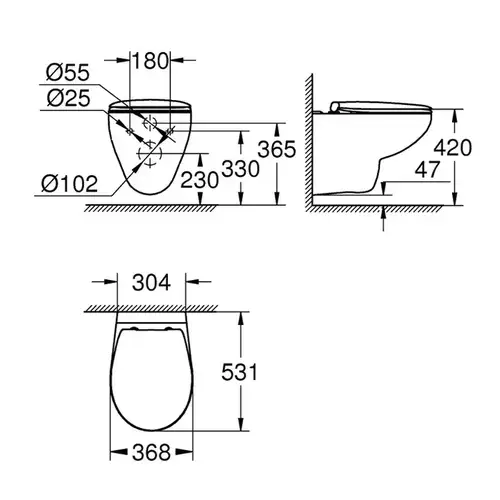 Унитаз подвесной безободковый Grohe Bau Ceramic 9436000 - almatherm.kz
