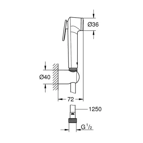 Лейка гигиеническая с кронштейном металлический шланг Grohe Tempesta-F 26354000 Лейка гигиеническая с кронштейном металлический шланг Grohe Tempesta-F 26354000 - almatherm.kz